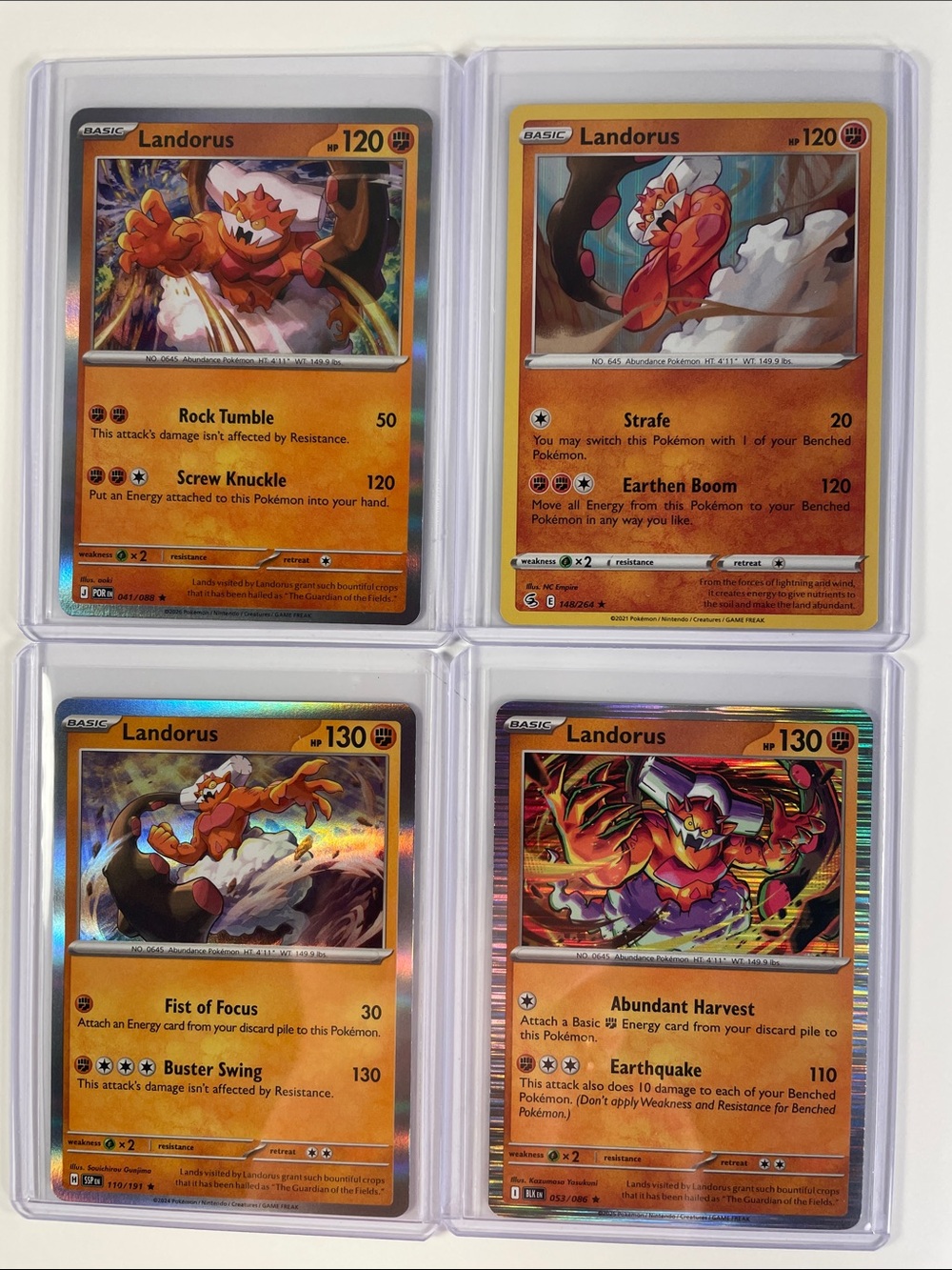 Pokemon Landorus Holo Card Lot of 4 — Orange and Gold